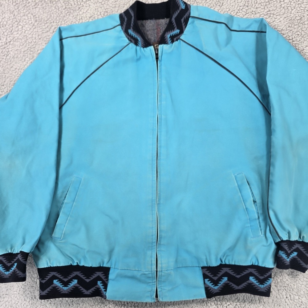 Vtg Walls Mountain Navajo Aztec Detroit‎ Style Jacket Mens X-Large? Blue Canvas - Picture 2 of 11